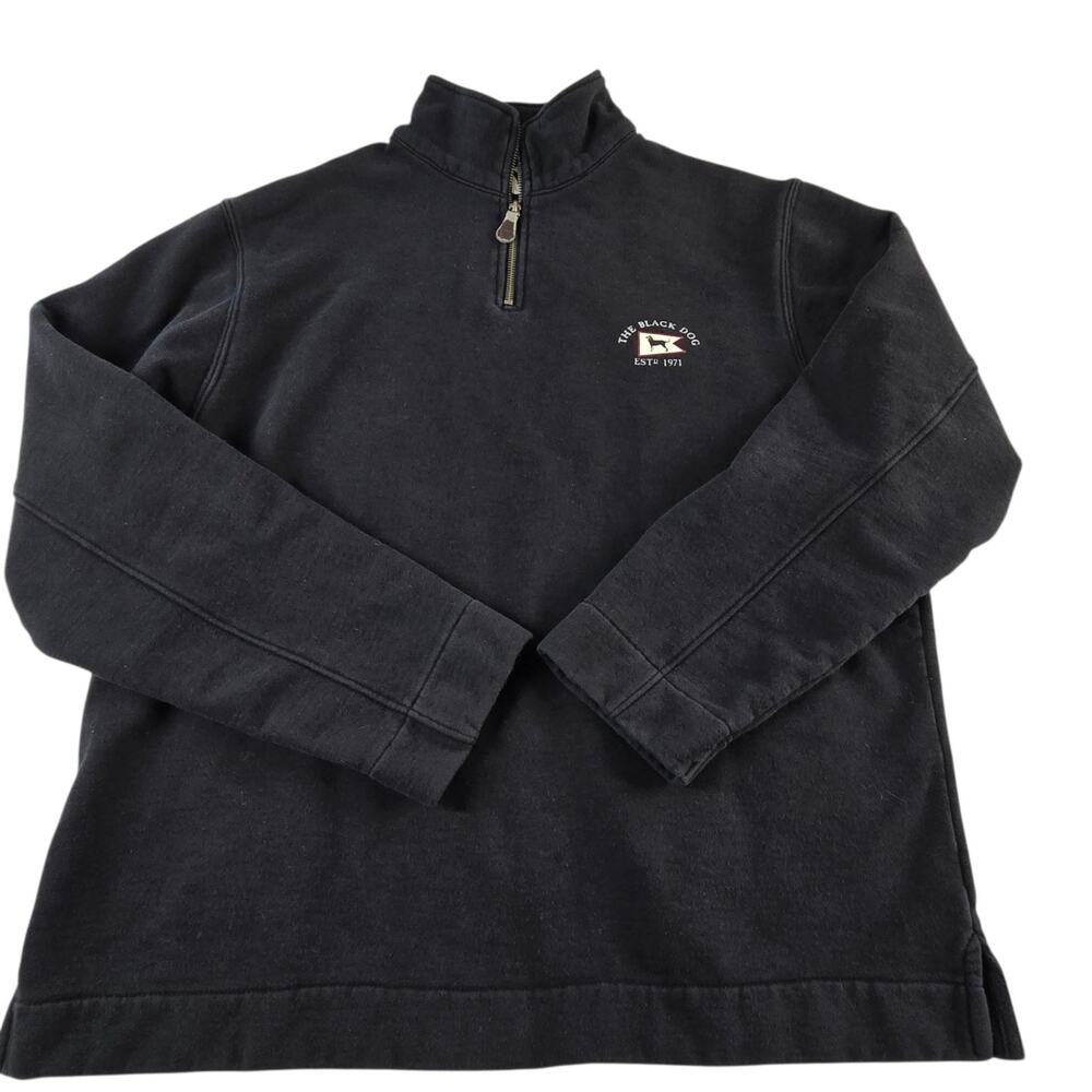 Black Dog Martha's Vineyard 1/4 Zip Pullover Heavyweight Logo Sweatshirt Small